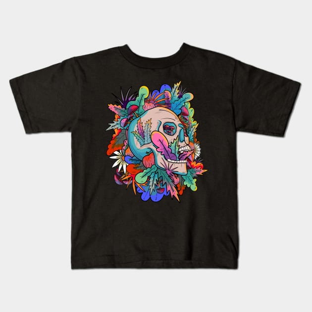 A vibrant autumn skull Kids T-Shirt by Swadeillustrations